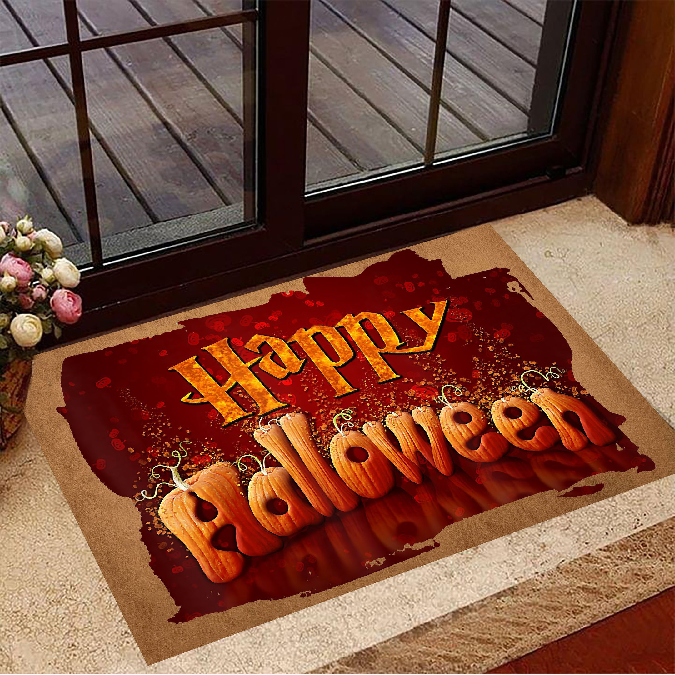 Happy Halloween Rubber Doormat Pumpkin Rubber Doormat Halloween Theme Decorations