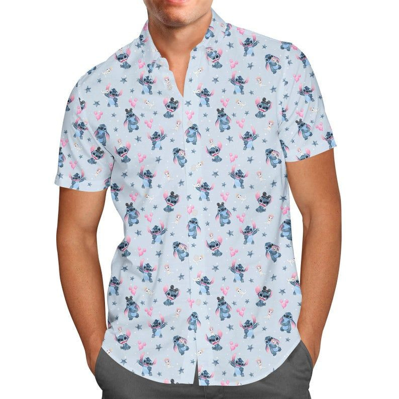Happy Stitch Cartoon Lilo And Stitch Disney Hawaiian Shirt
