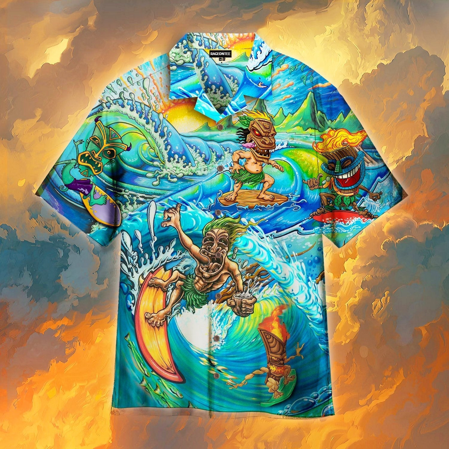 Happy Surfing Day With Tiki Bar Hawaiian Shirt