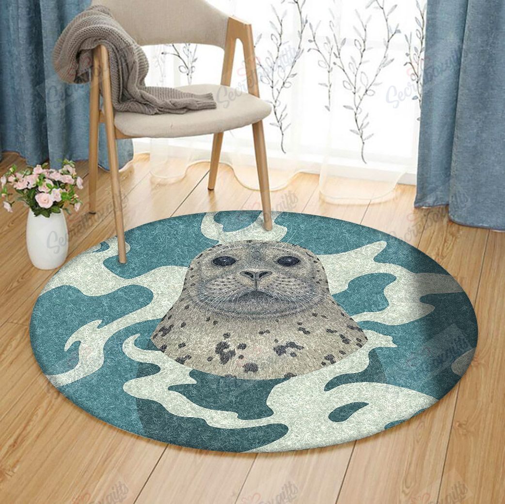 Harbor Seal Round Rug Carpet Bedroom Livingroom Home Decor