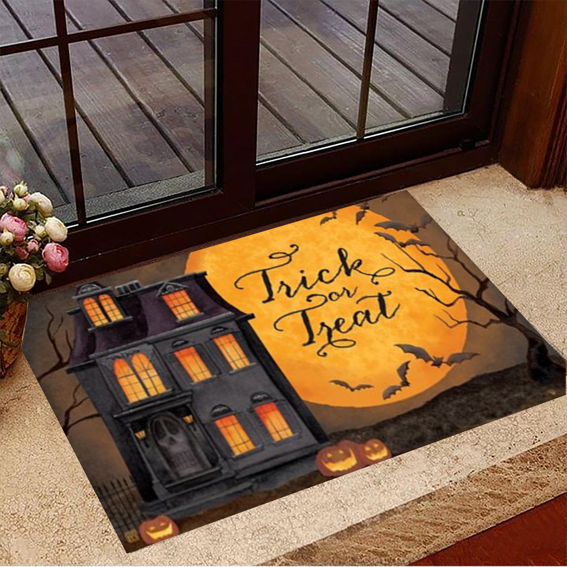 Haunted Mansion Rubber Doormat Trick Or Treat Halloween Door Mat For Front Door Merch