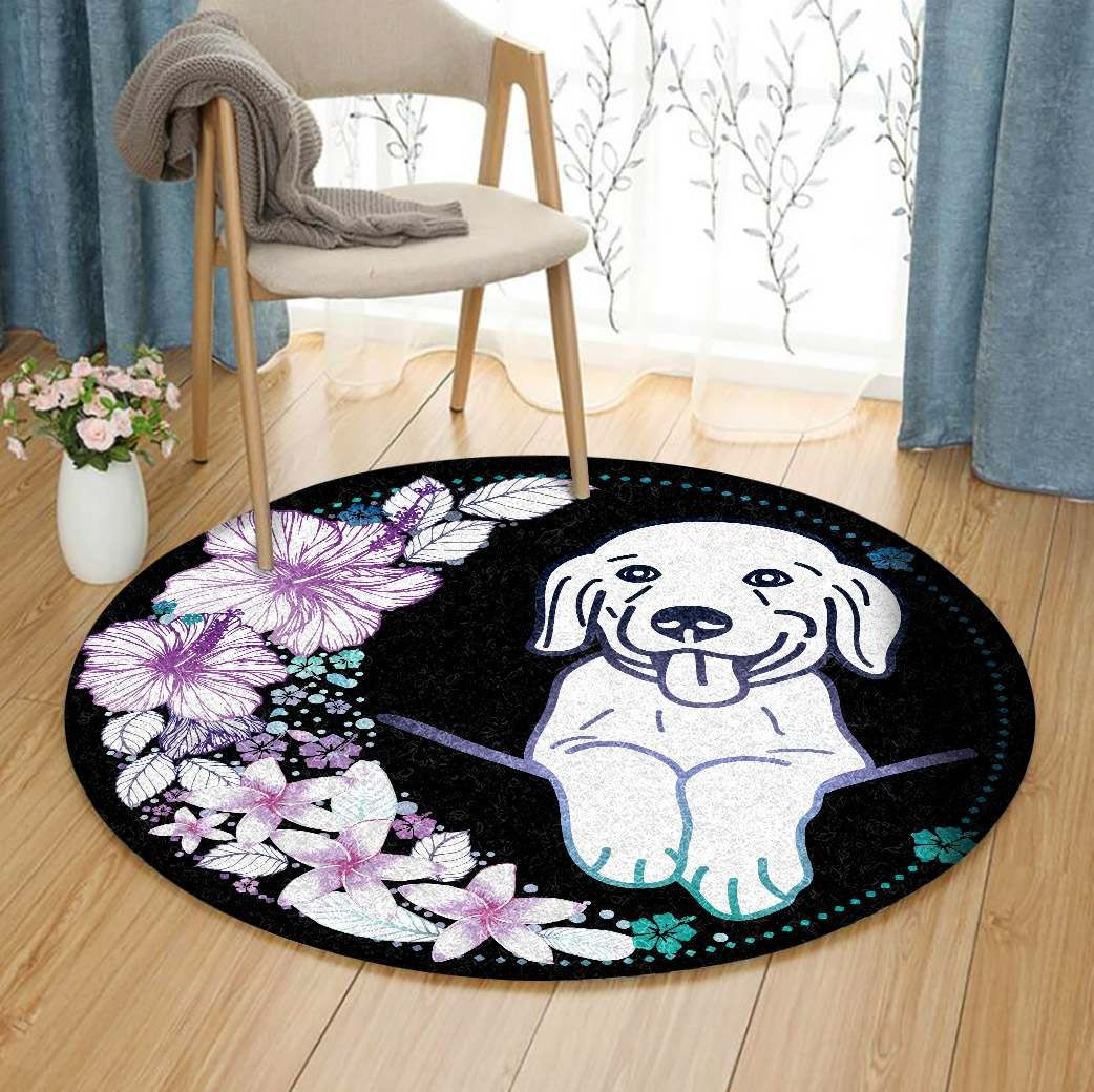 Hawaii Colorful Flower Golden Round Rug Carpet Bedroom Livingroom Home Decor