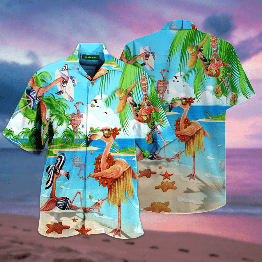 Hawaiian Shirts Flamingo Beach Day Hawaiian Shirt