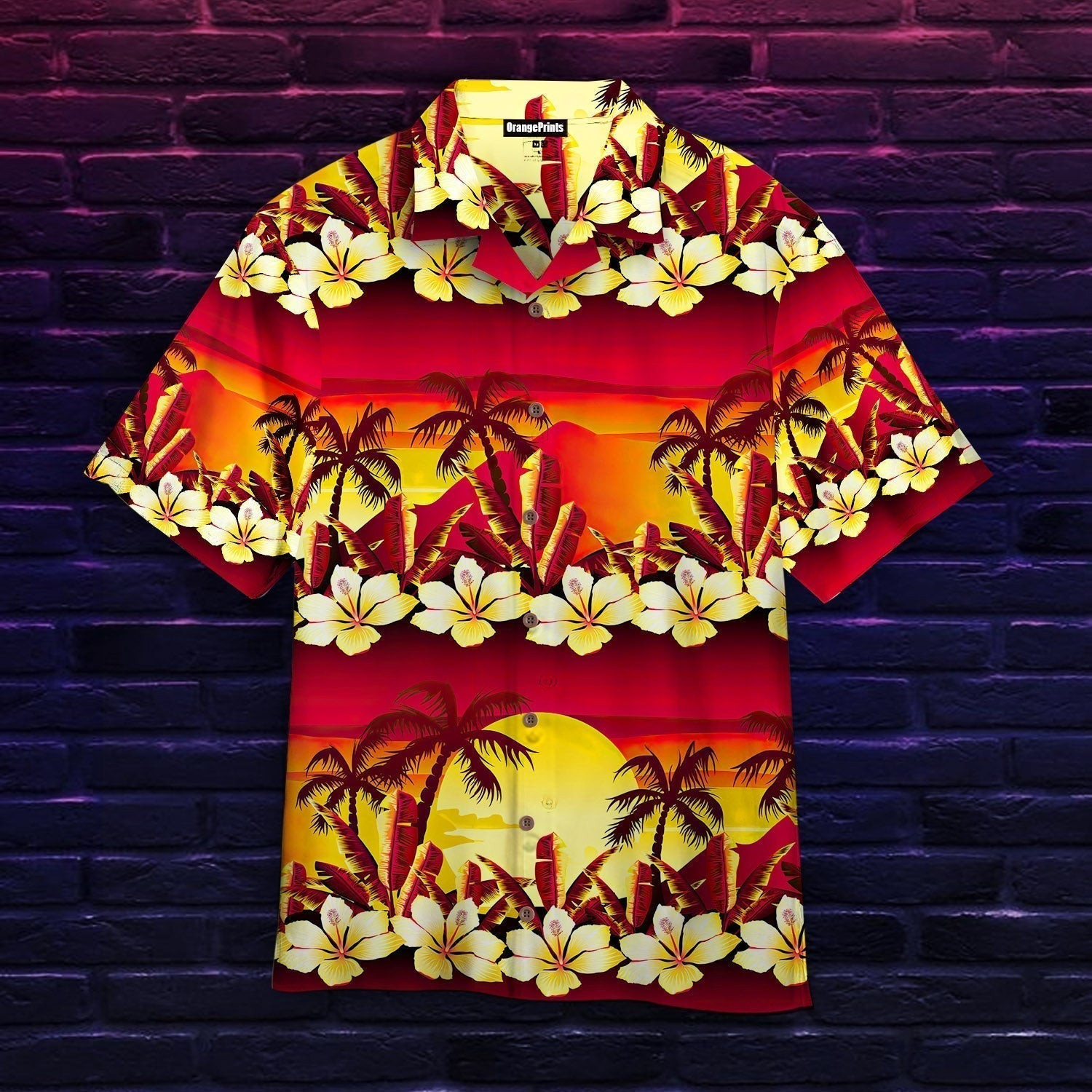 Hawaiian Tropical Sunset Hibiscus Hawaiian Shirt