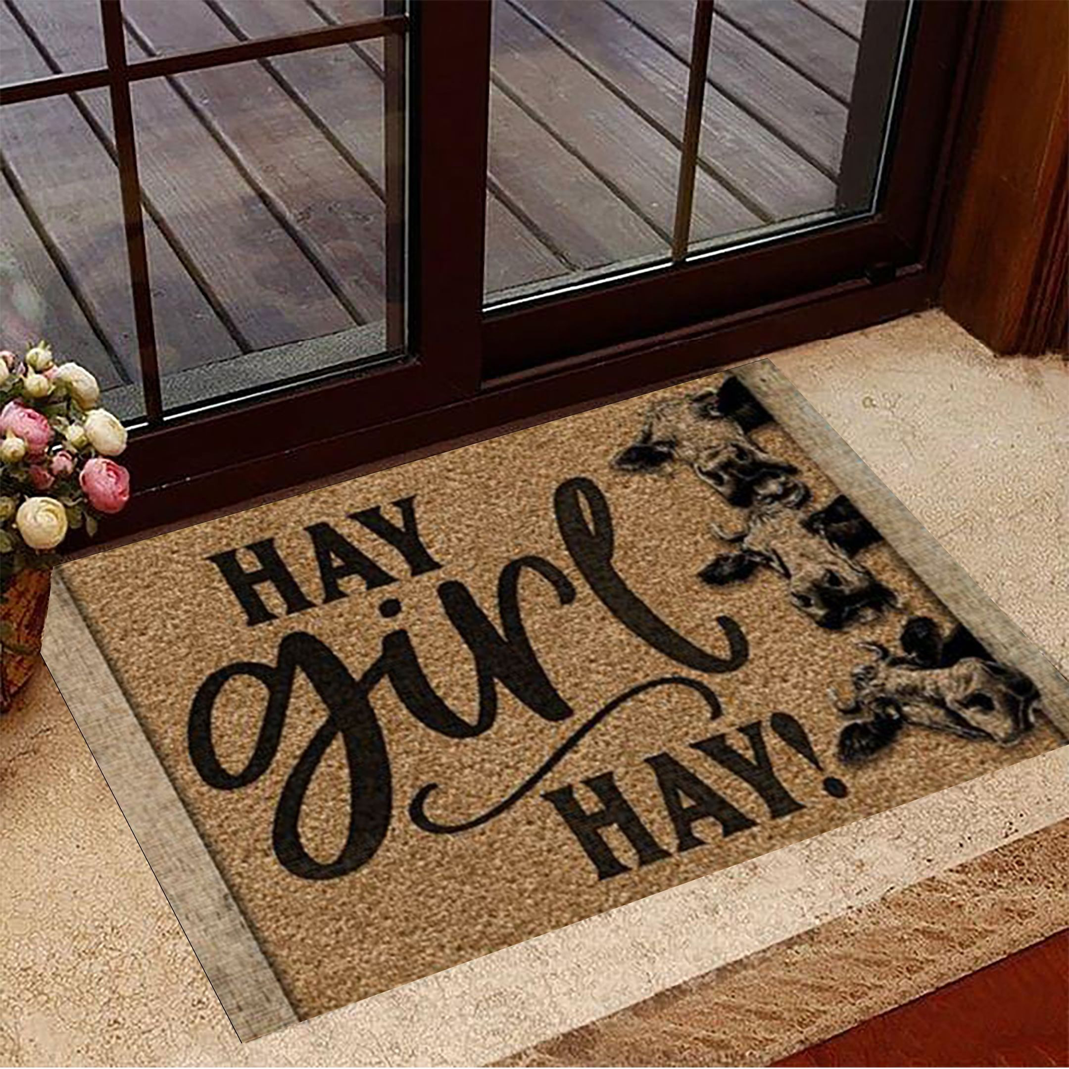 Hay Girl Hay Cow Rubber Doormat Indoor Welcome Mat New Home Gifts
