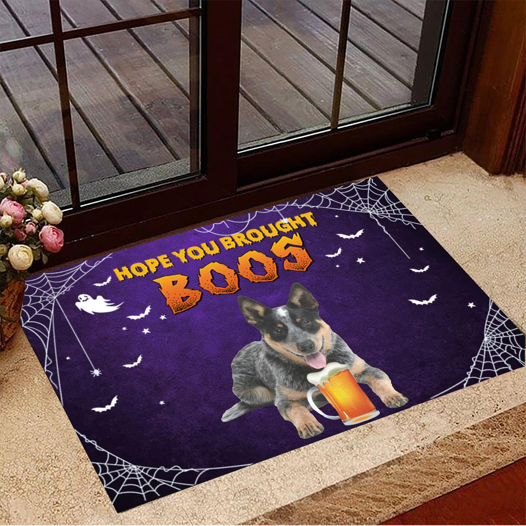 Heeler Hope You Brought Boos Rubber Doormat Dog Welcome Mat Halloween Theme Decorations