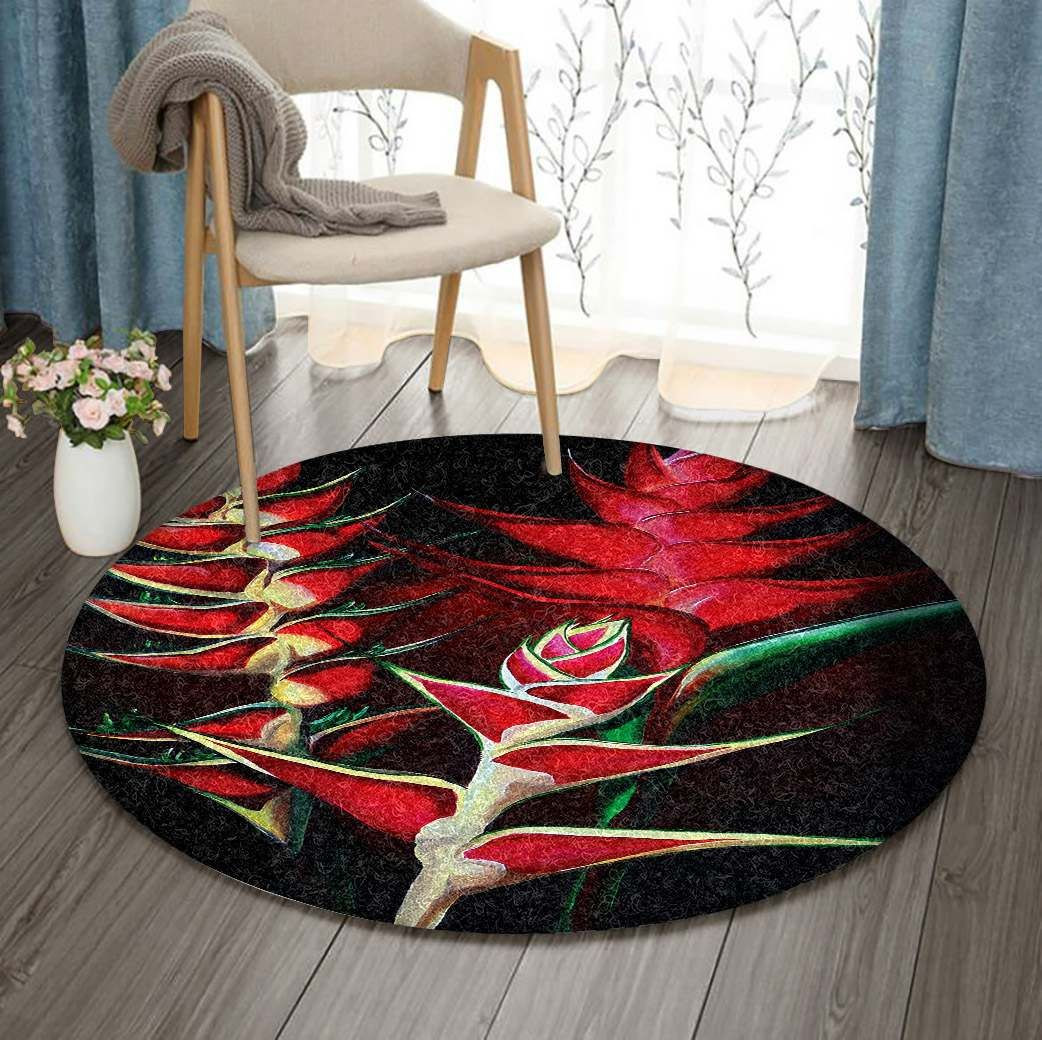 Heliconia Ablaze Round Rug Carpet Bedroom Livingroom Home Decor