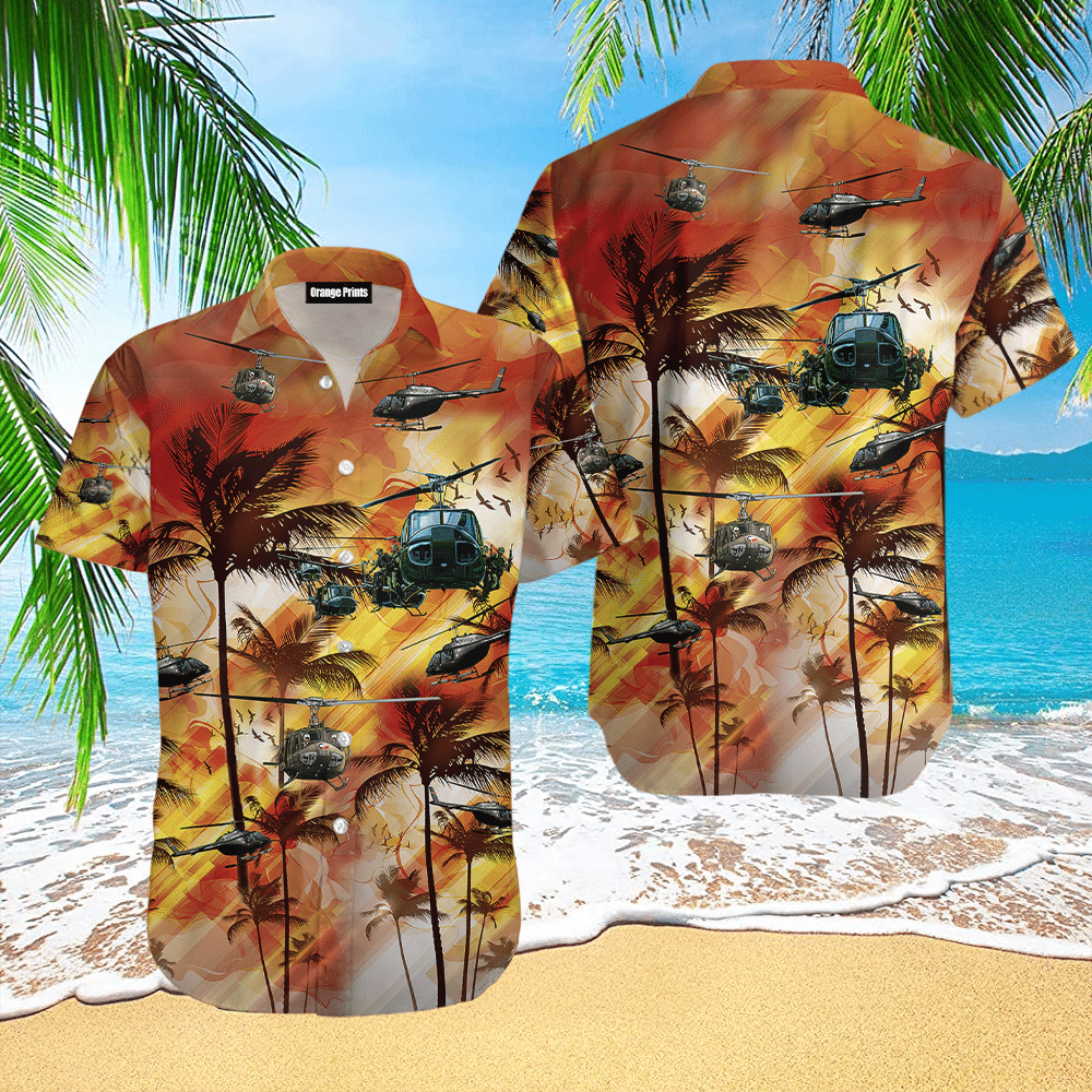 Helicopter Tropical Hawaiian Shirt