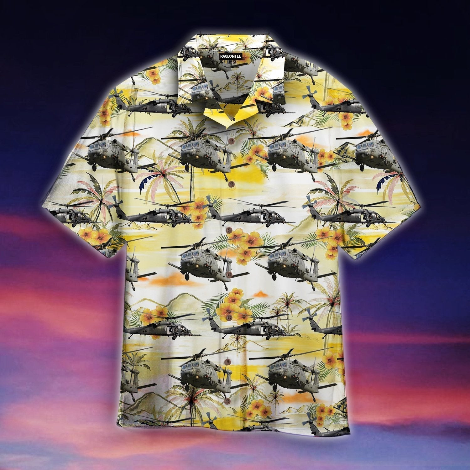 Helicopter Tropical Hawaiian Shirt