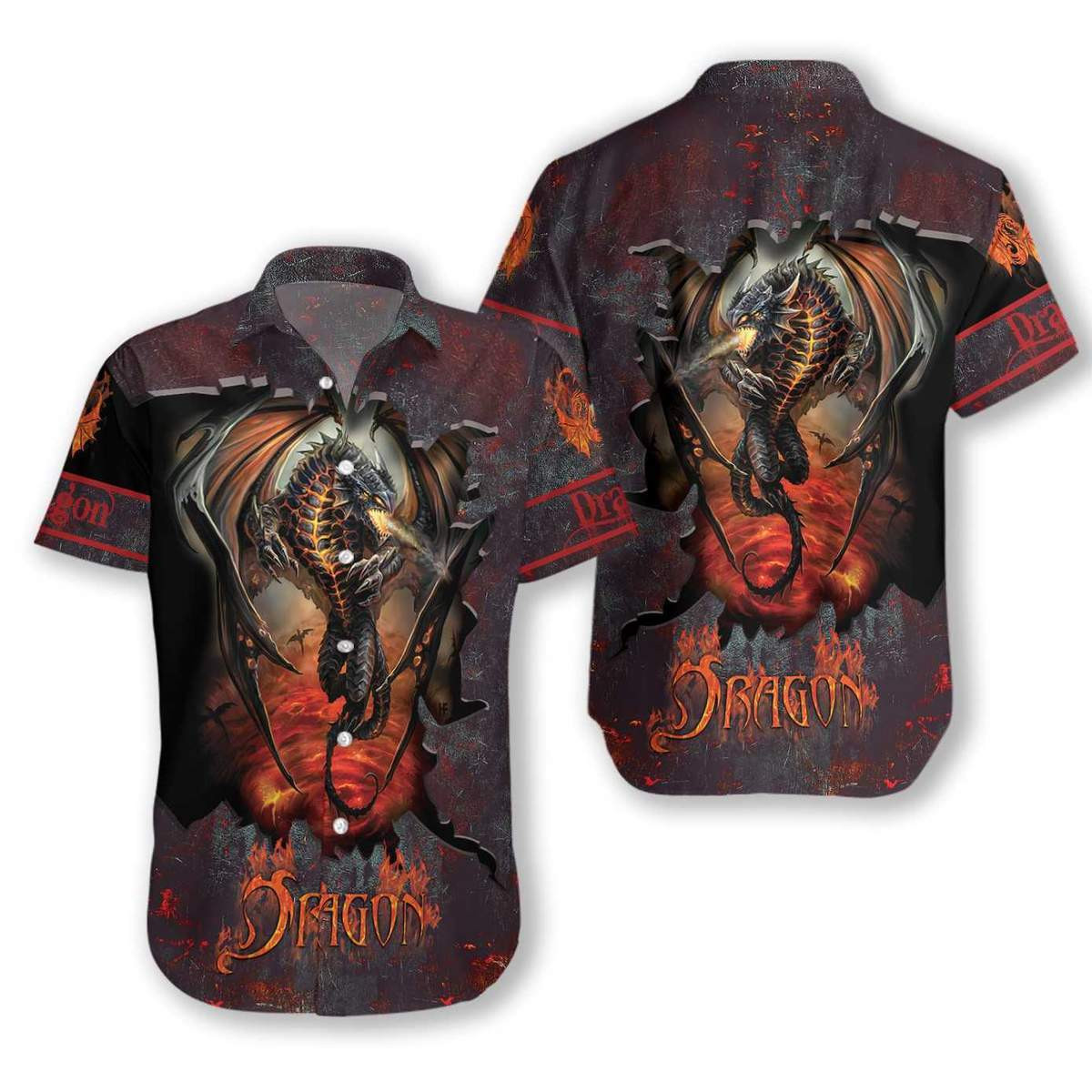 Hell Fire Dragon Hawaiian Shirt