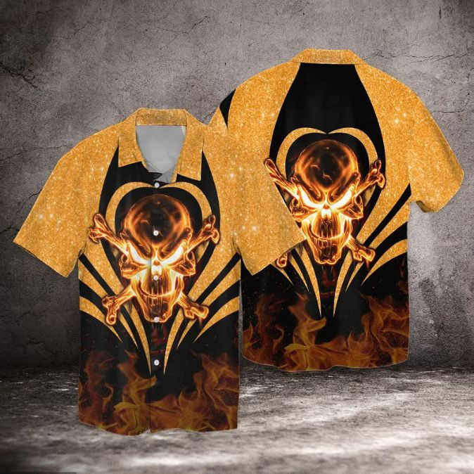 Hell Fire Skull Hawaiian Shirt