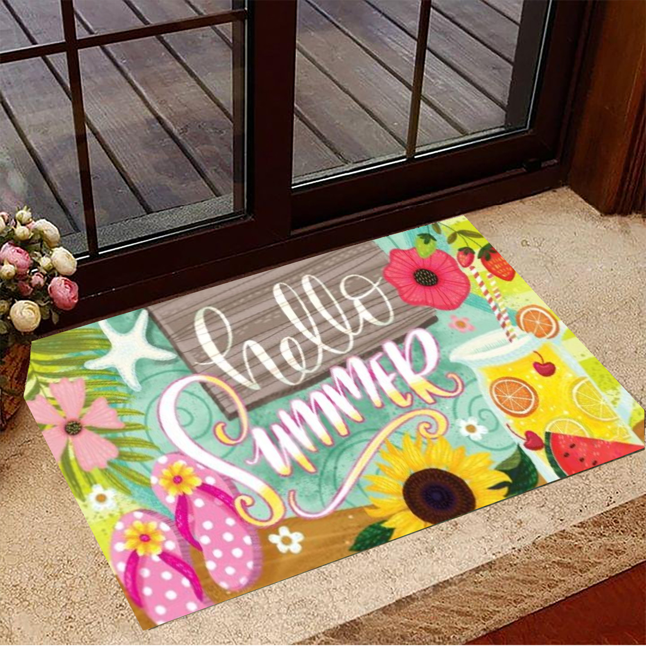 Hello Summer Rubber Doormat Summer Welcome Mat Ideas For Summer House Decor