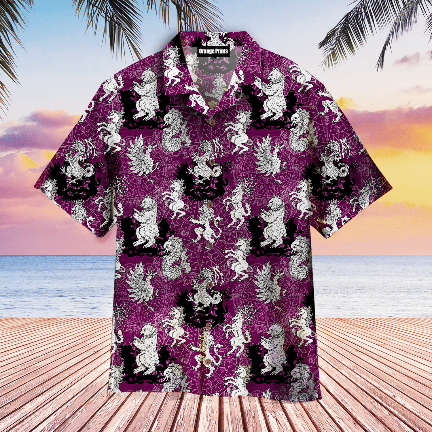 Heradlic Horse, Lion And Eagle Aloha Hawaiian Shirts For Men & For Women | WT6201