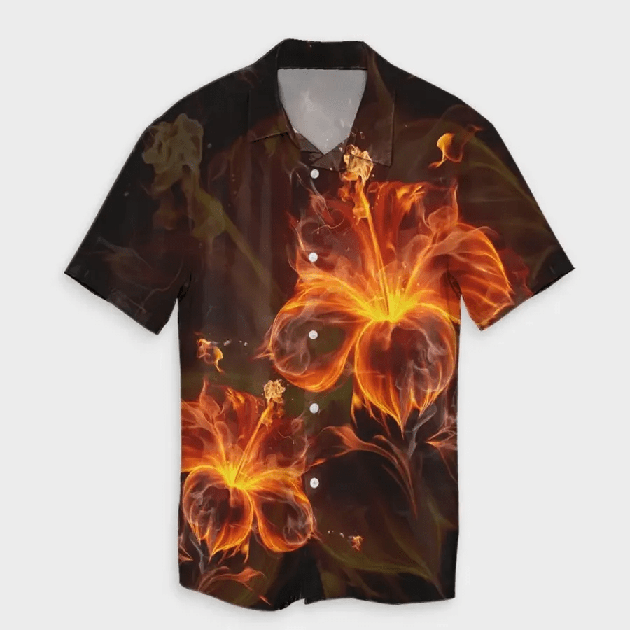 Hibiscus Fire Polynesian Hawaiian Shirt