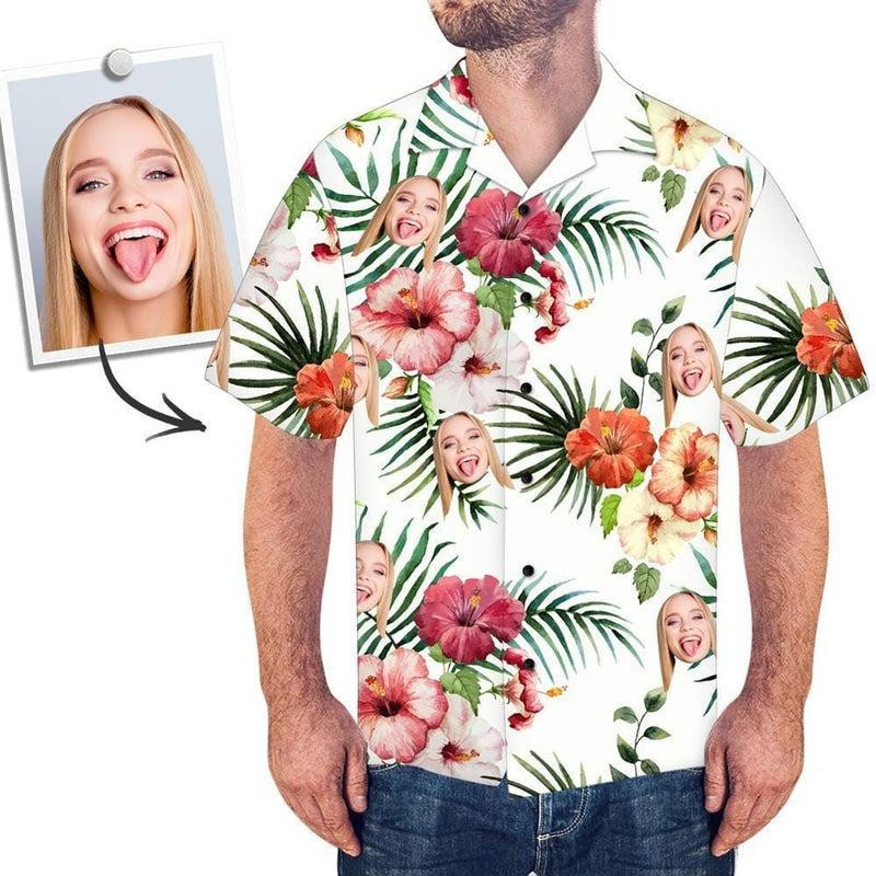 Hibiscus Flower Custom Photo Hawaiian Shirt