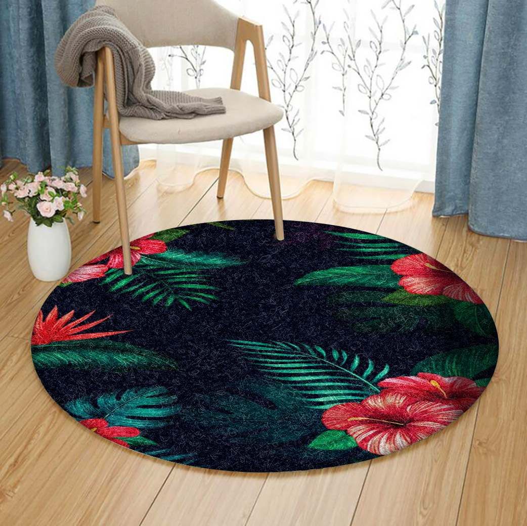 Hibiscus Round Rug Carpet Bedroom Livingroom Home Decor
