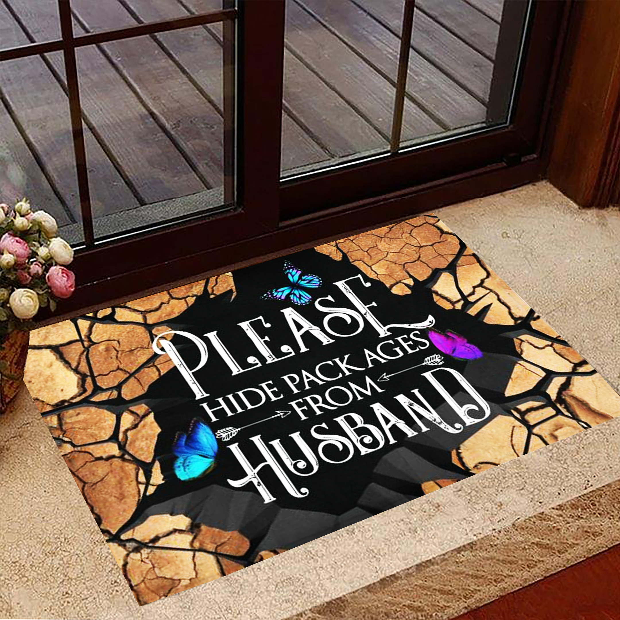Hide Packages From Husband Rubber Doormat Funny Front Door Mat Hilarious Sayings