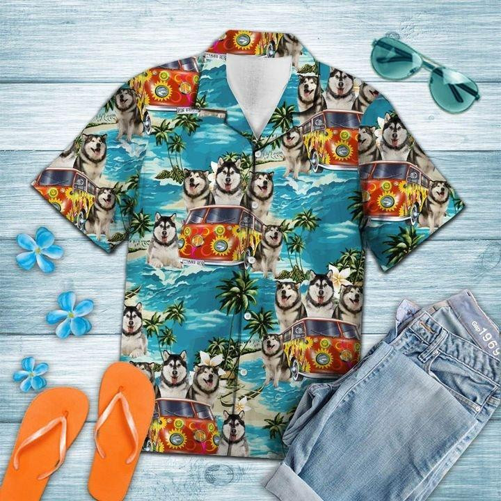 Hippie Alaskan MalamutePeace Life Hawaiian Shirt