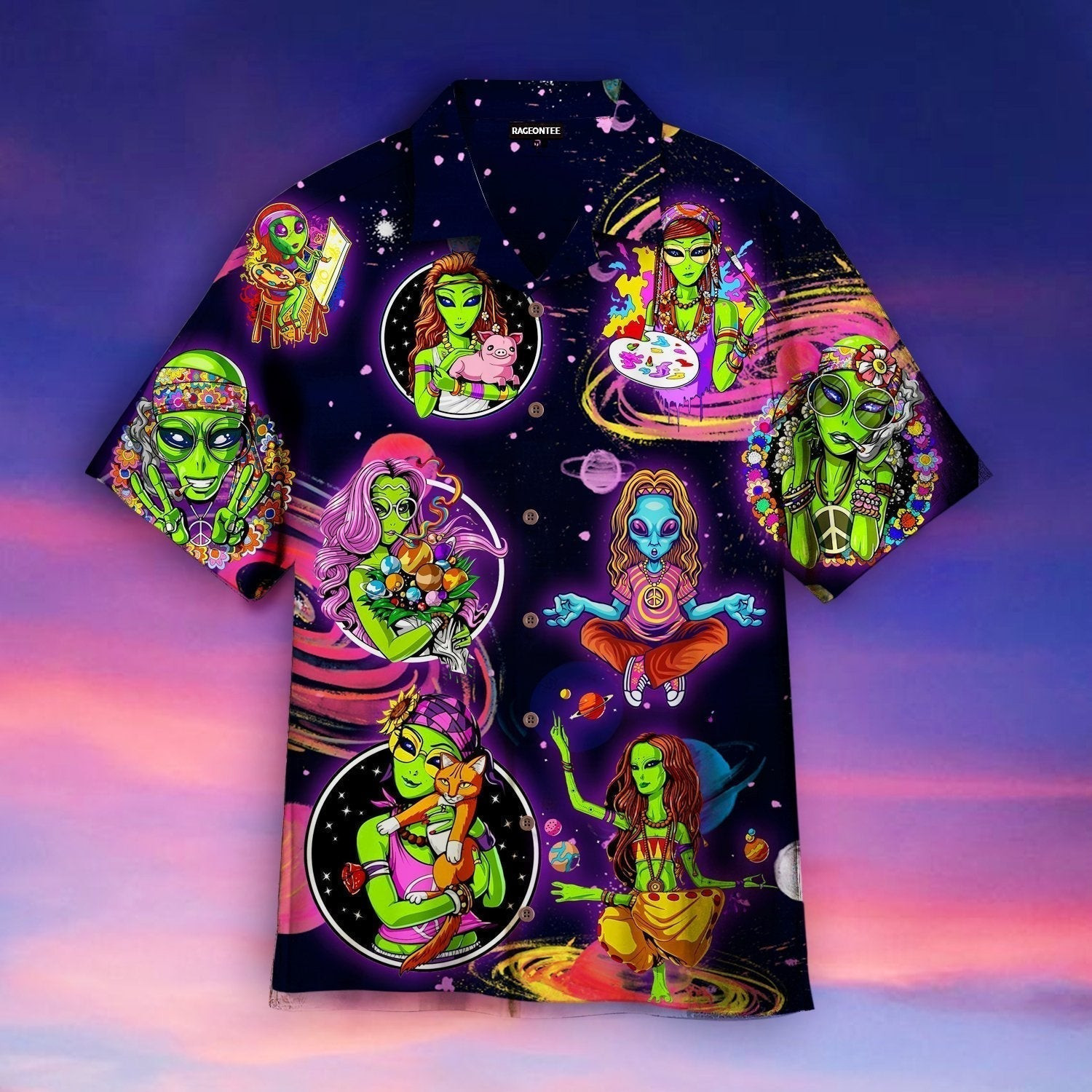 Hippie Alien Hawaiian Shirt