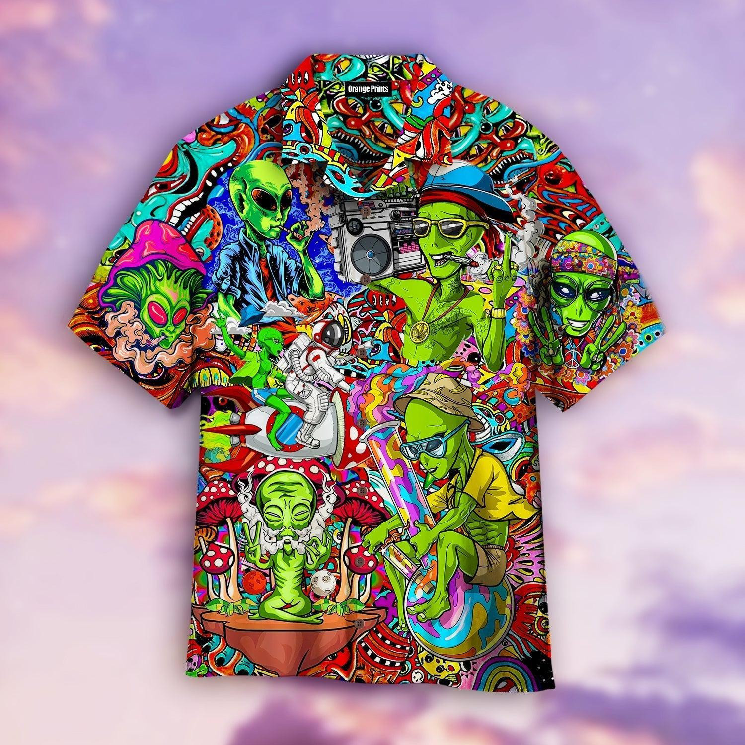 Hippie Alien Peace Life Hawaiian Shirt