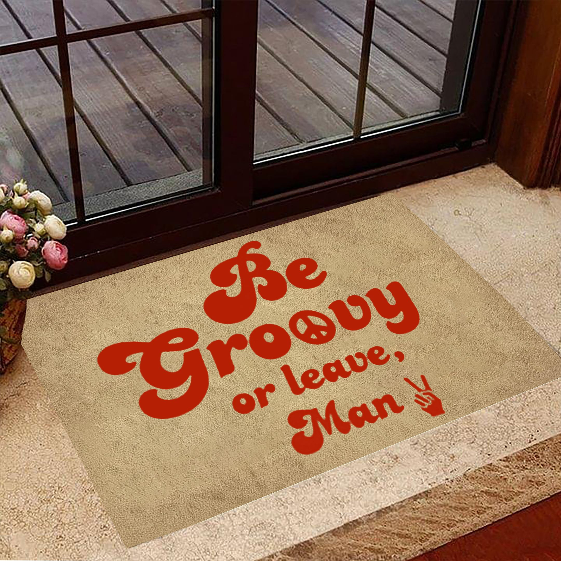 Hippie Be Groovy Or Leave Man Bob Dylan Rubber Doormat Indoor Front Door Door Mat