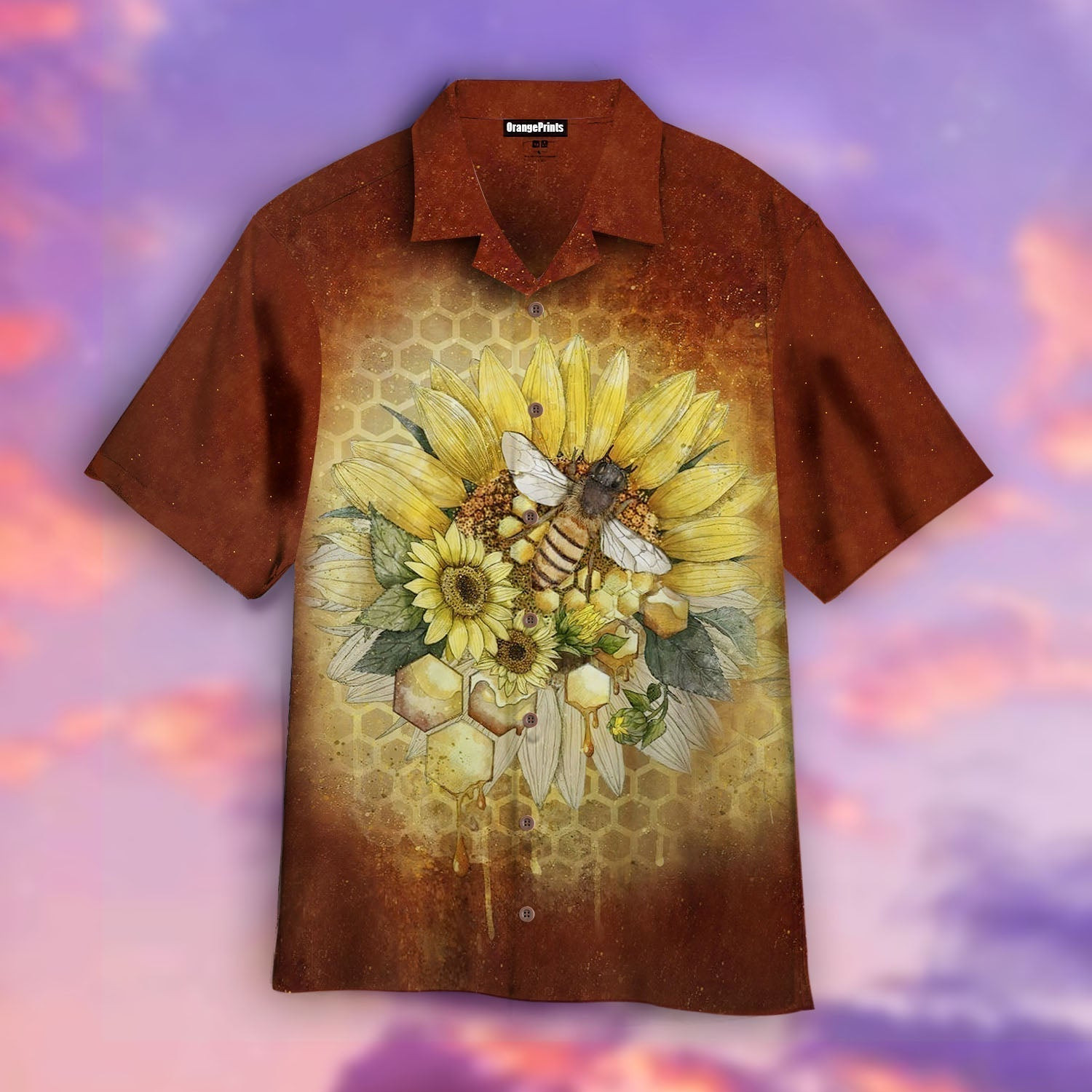 Hippie Bee With Sunflower Hawaiian Shirt