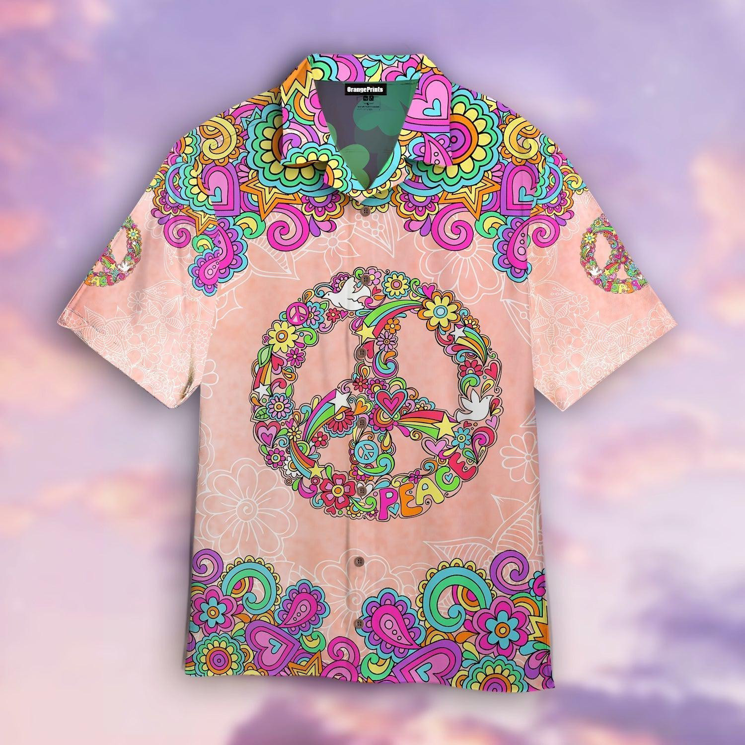 Hippie Boho Floral Hawaiian Shirt