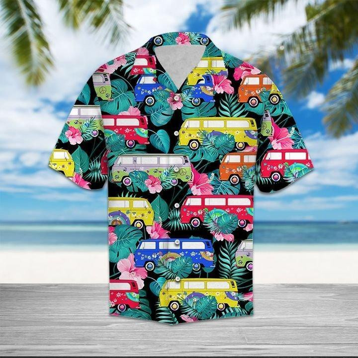 Hippie Bus Jungle Palm Hawaiian Shirt