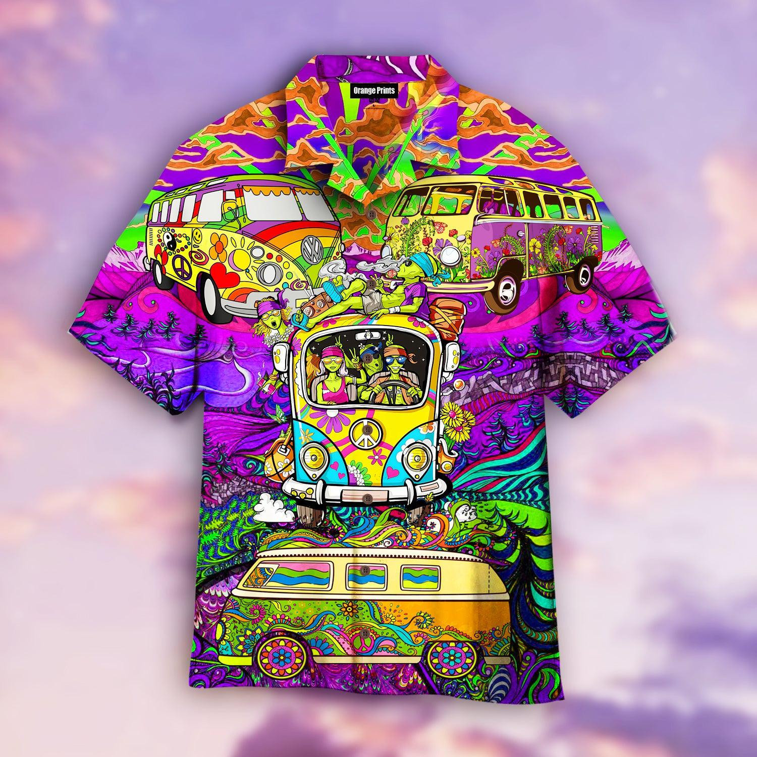 Hippie Bus Peace Life Color Hawaiian Shirt