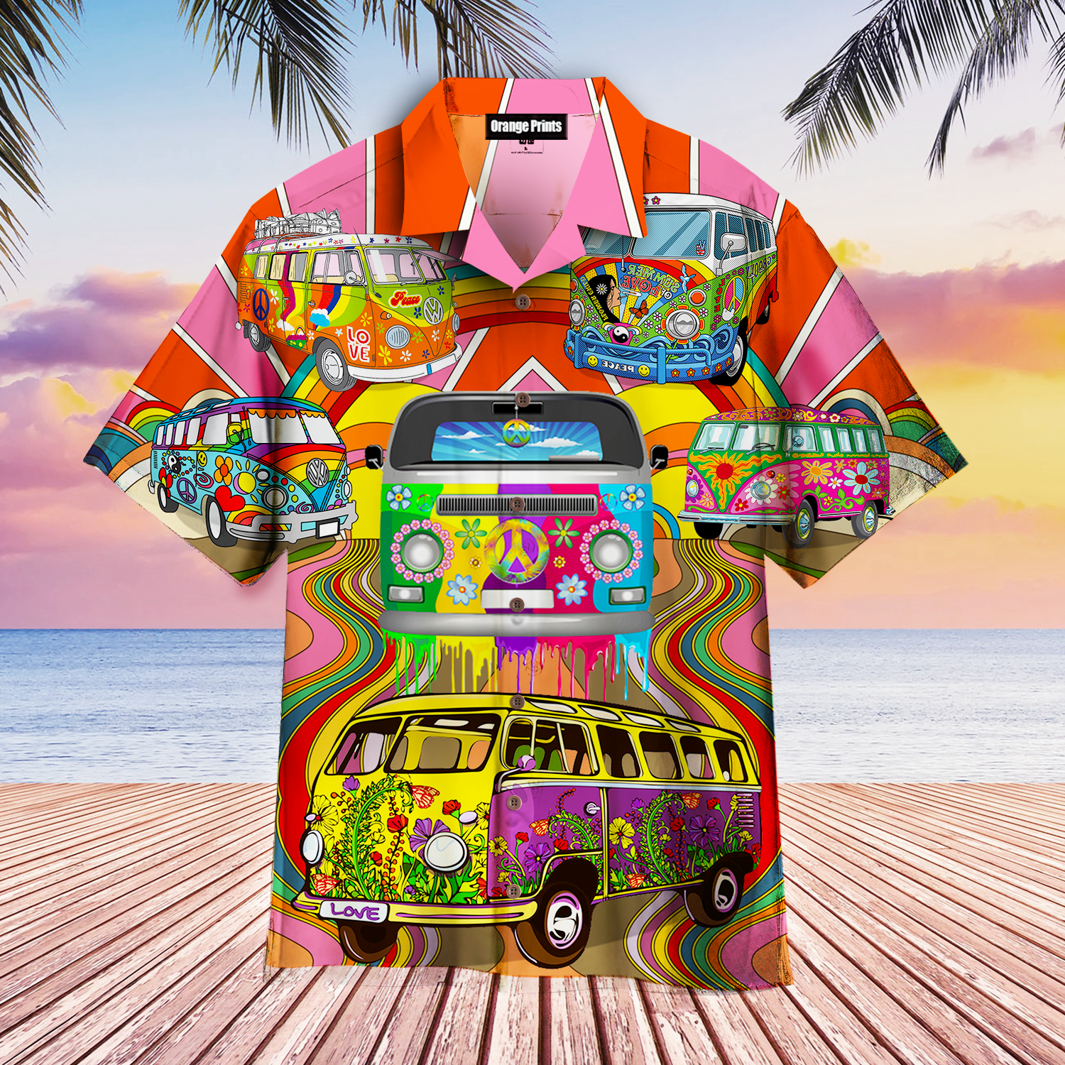 Hippie Bus Peace Life Color Hawaiian Shirt