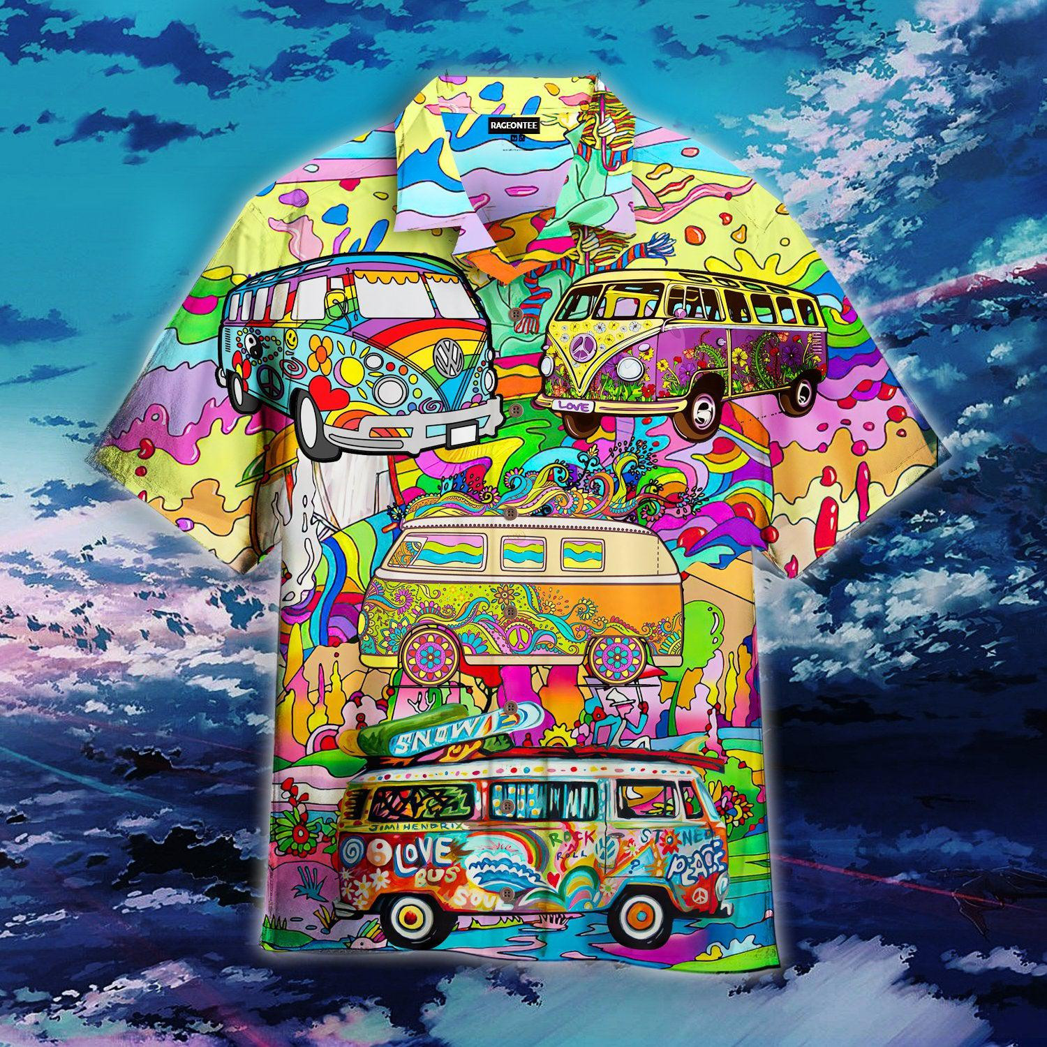 Hippie Bus Peace Life Color Limited Hawaiian Shirt