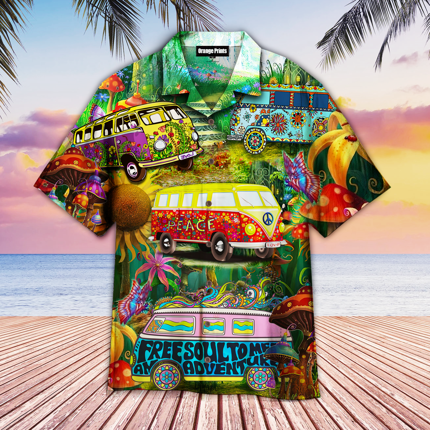 Hippie Bus Peace Life Hawaiian Shirt