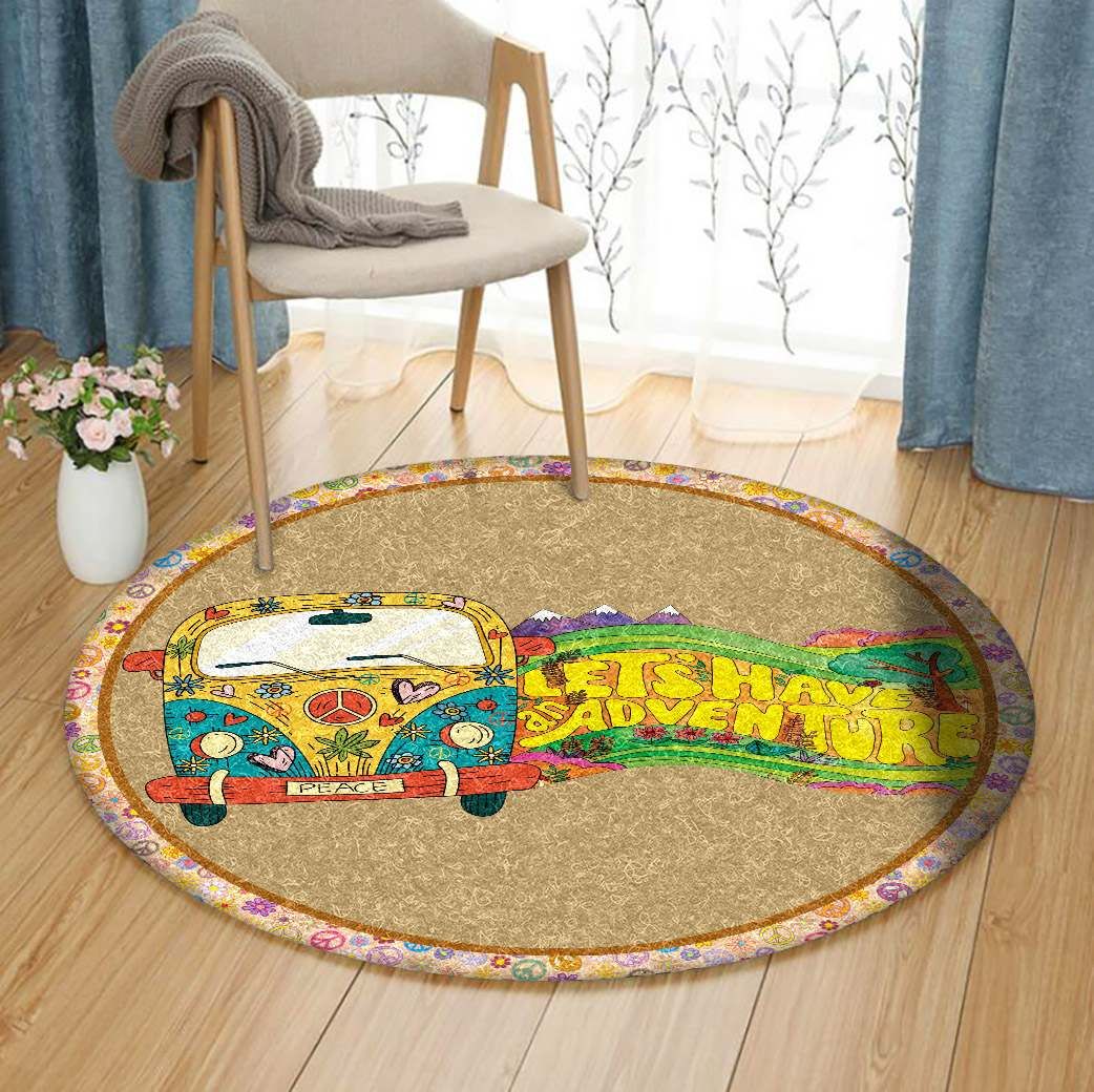 Hippie Car Round Rug Carpet Bedroom Livingroom Home Decor