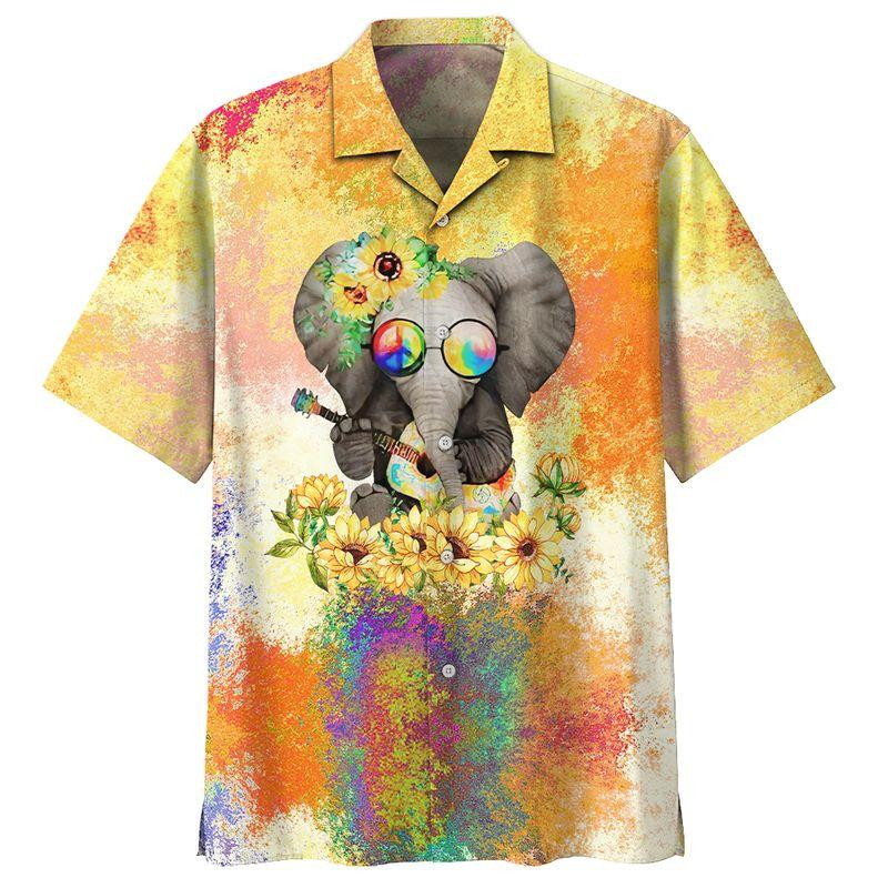Hippie Elephant Beach Hawaiian Shirt
