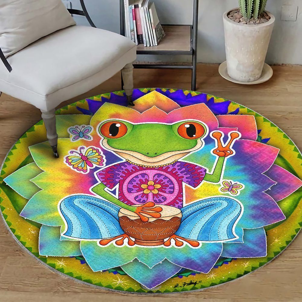 Hippie Frog Round Rug Carpet Bedroom Livingroom Home Decor