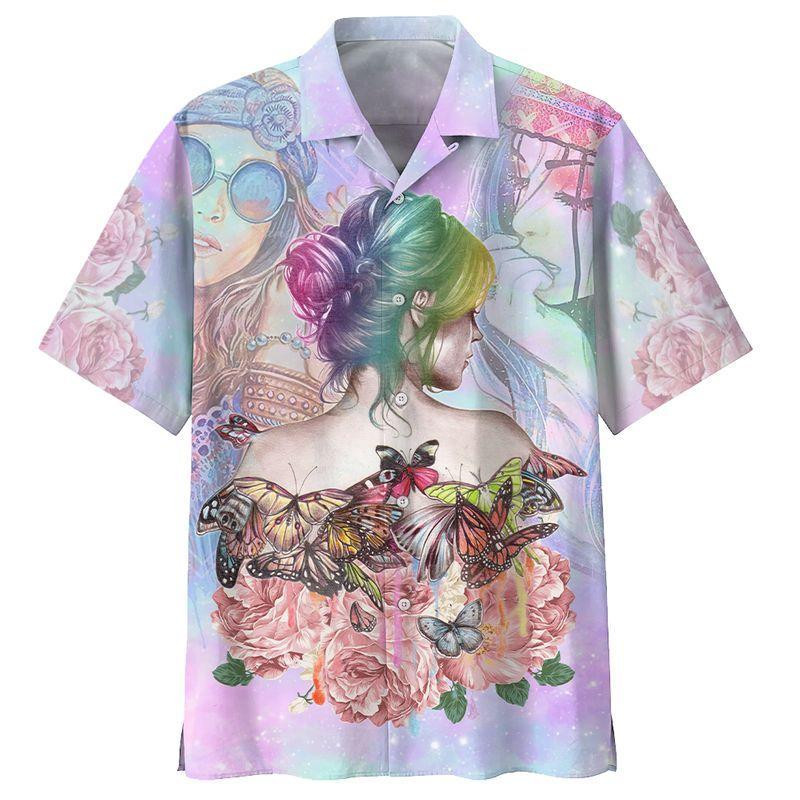 Hippie Girl Hawaiian Shirt