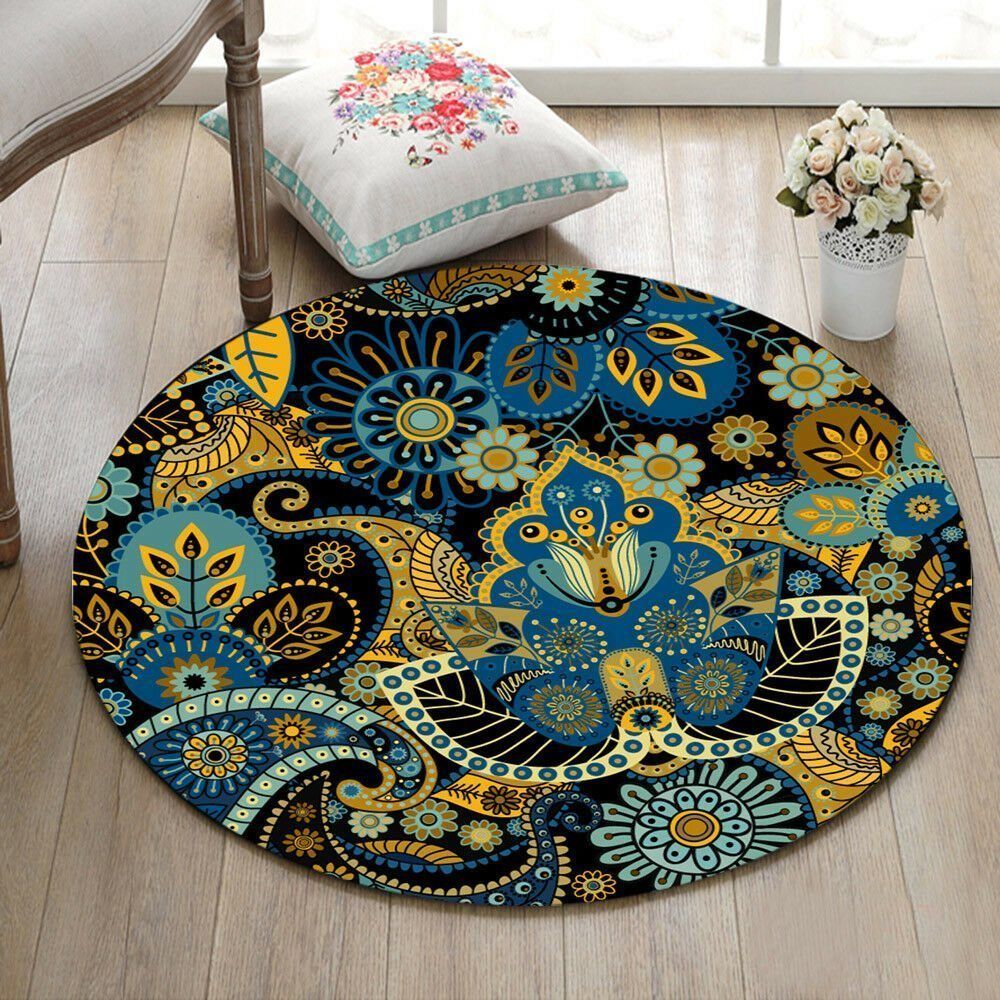 Hippie Mandala Flower Round Rug Carpet Bedroom Livingroom Home Decor