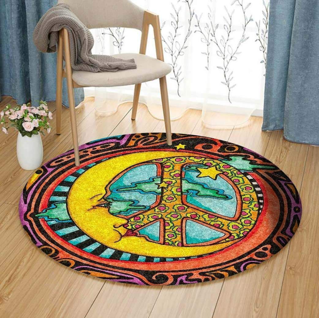 Hippie Moon And Sun Round Rug Carpet Bedroom Livingroom Home Decor