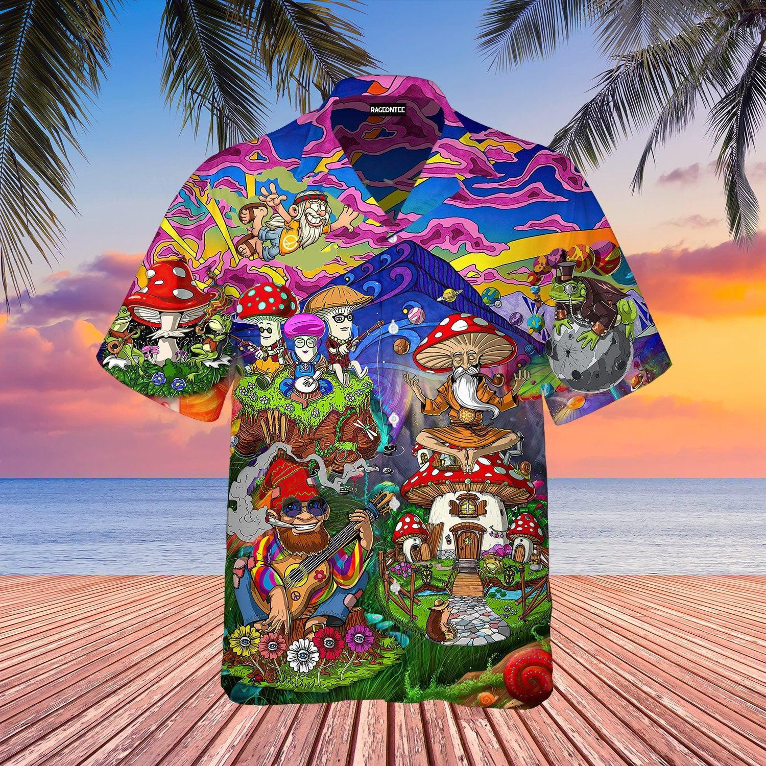 Hippie Mushroom Colorful Hawaiian Shirt