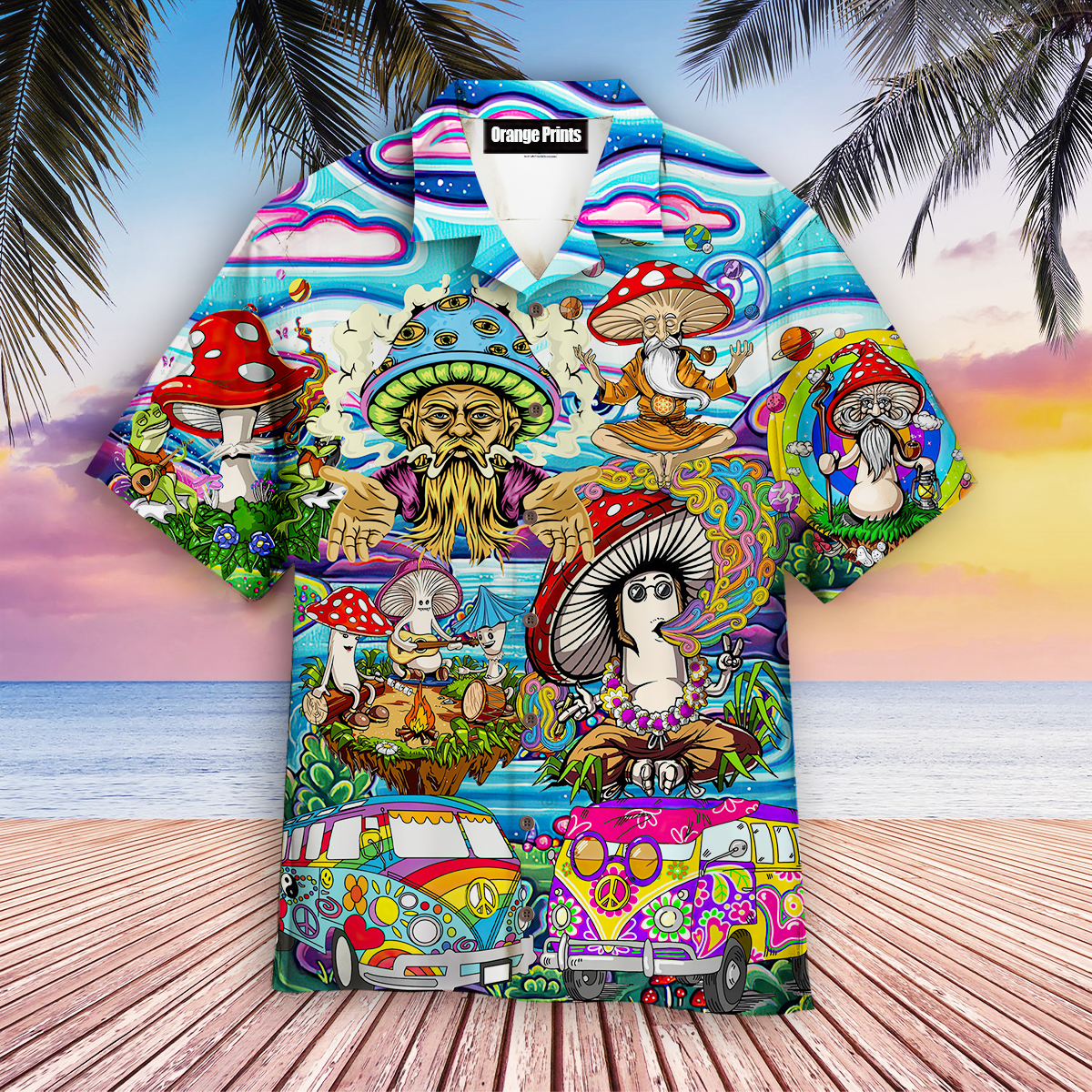 Hippie Mushroom Colorful Hawaiian Shirt