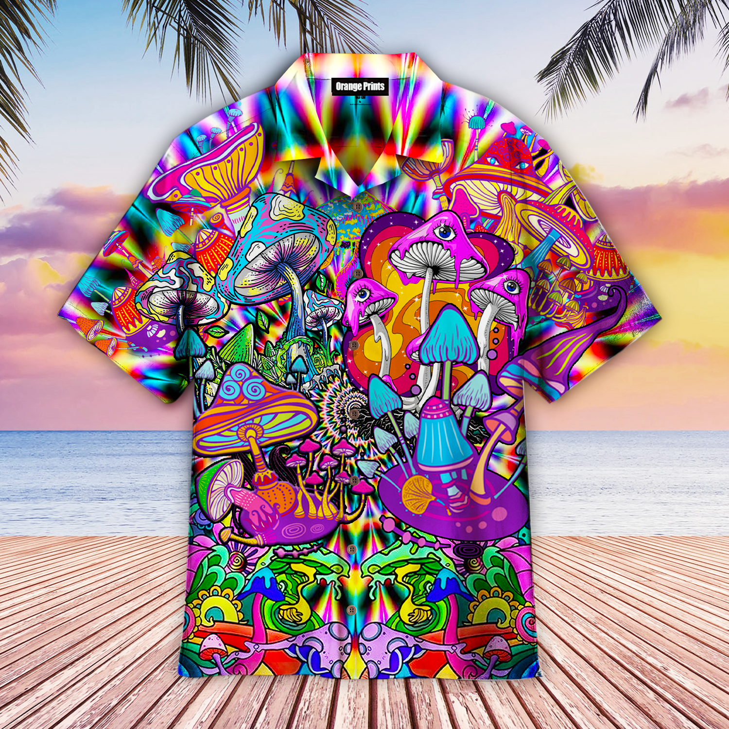 Hippie Mushroom Love Color Hawaiian Shirt