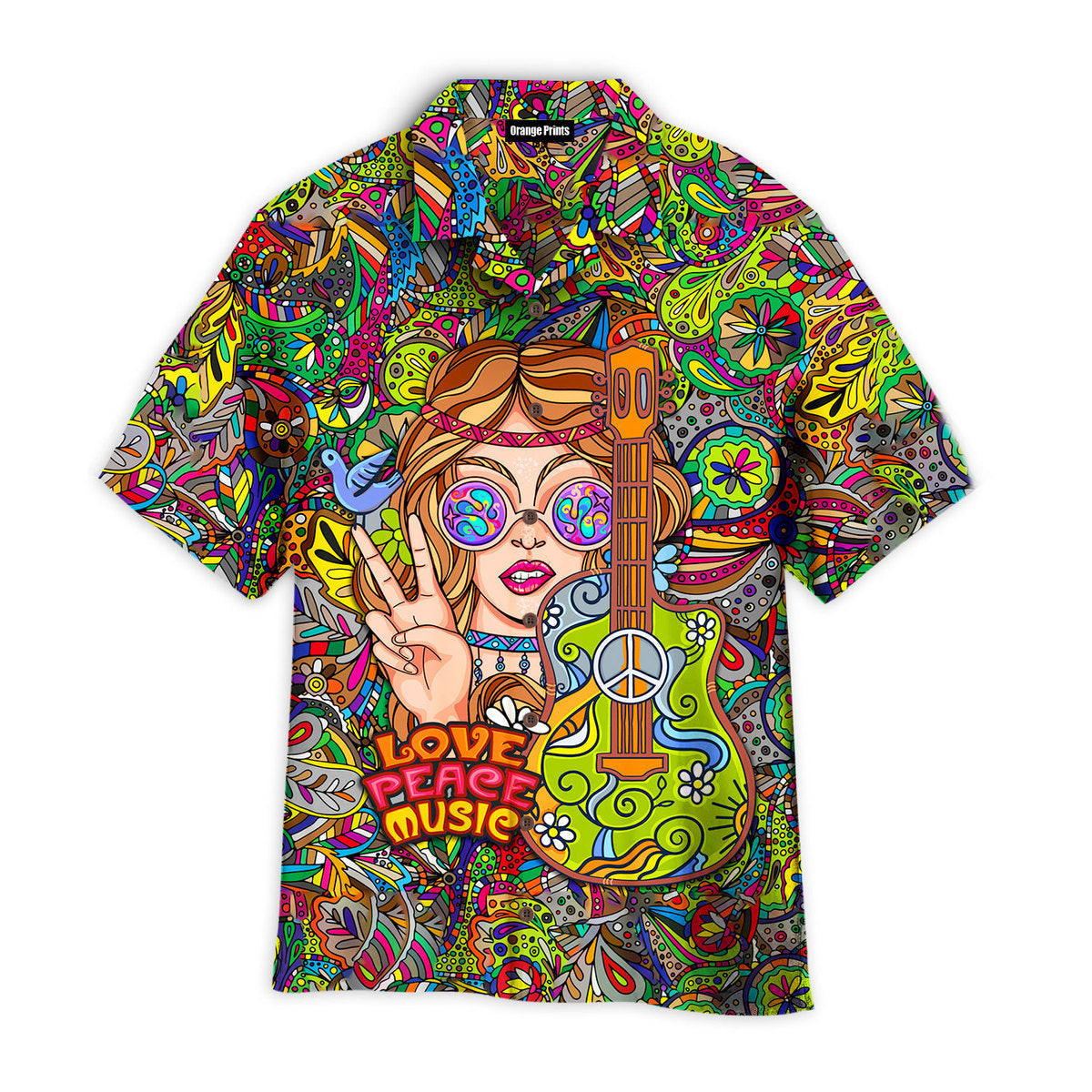 Hippie Music Love Peace Music Hawaiian Shirt