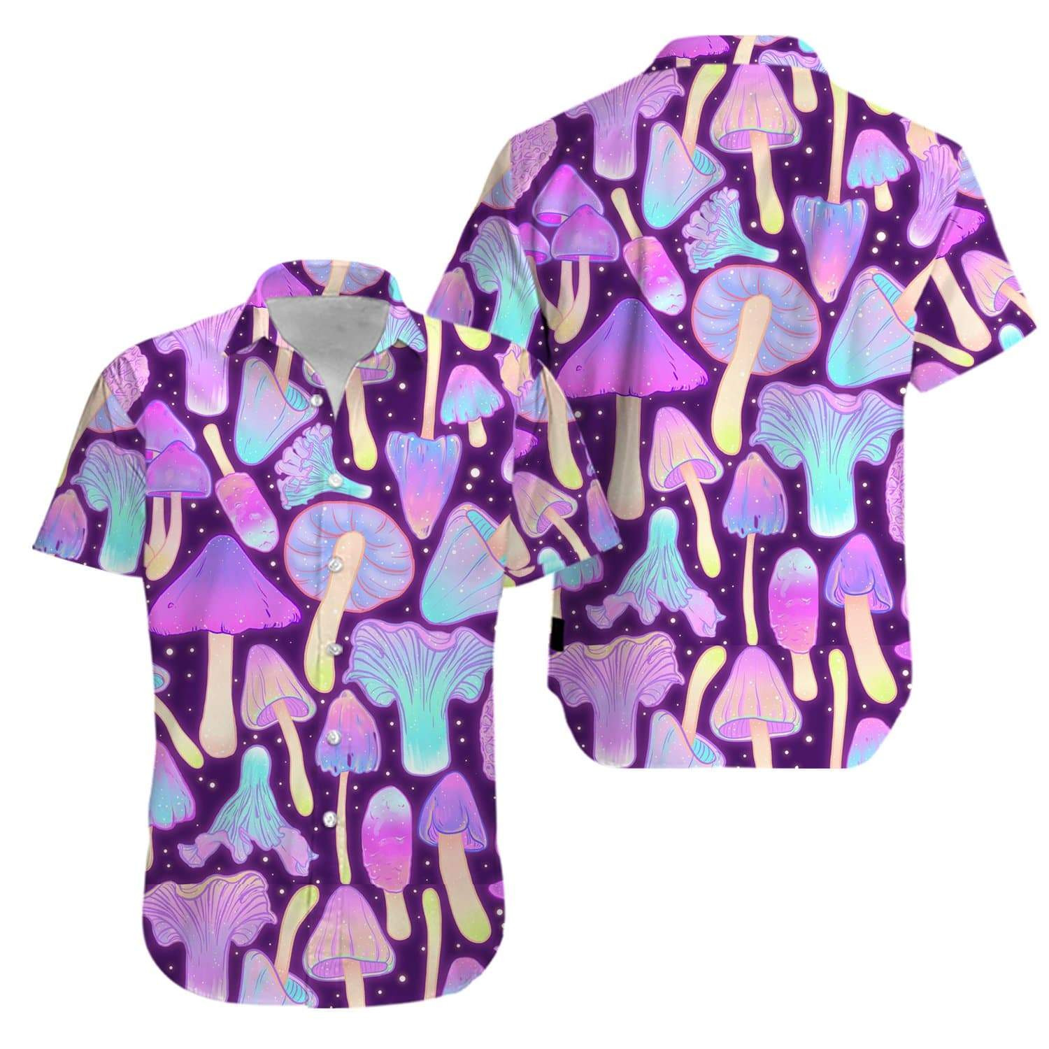 Hippie Neon Mushrooms Hawaiian Shirt