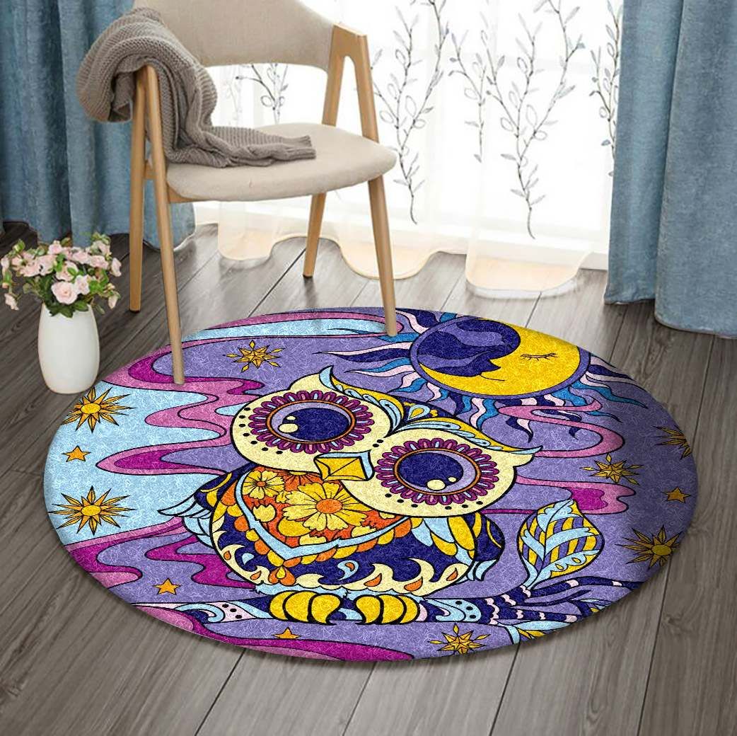 Hippie Owl Round Rug Carpet Bedroom Livingroom Home Decor