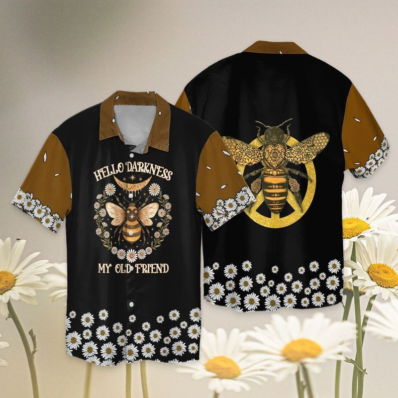 Hippie Peace Bee Hello Darkness My Old Friends Hawaiian Shirt