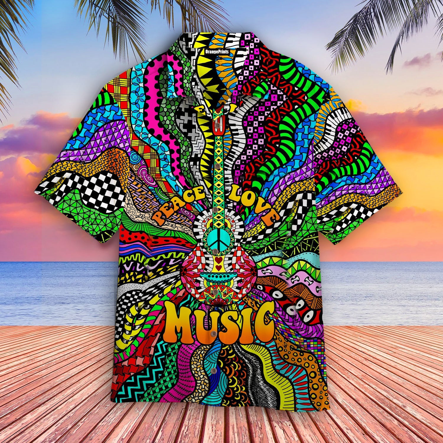 Hippie Peace Love Music Hawaiian Shirt