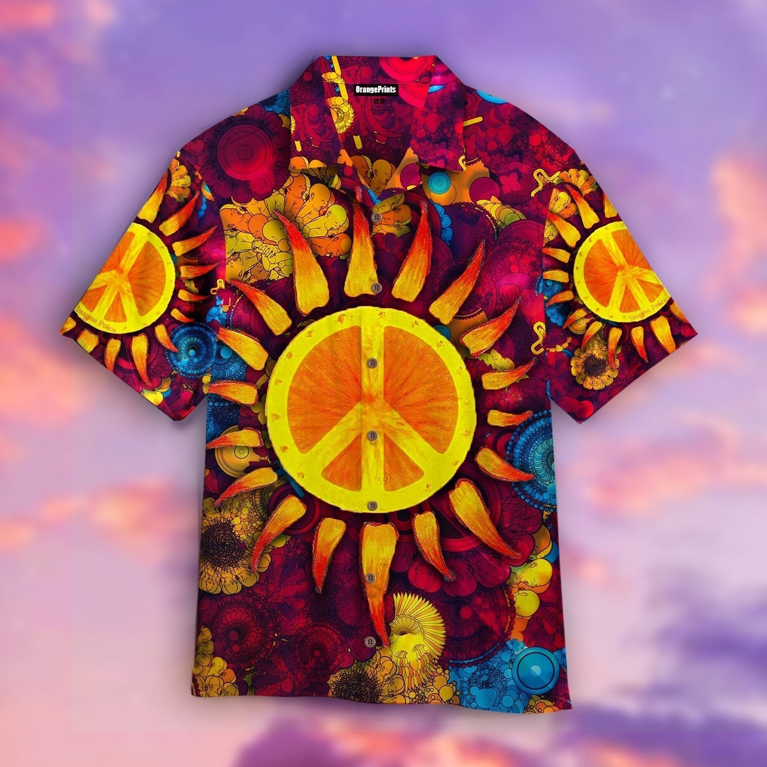Hippie Peace Sign With SunFlower Hawaiian Shirt
