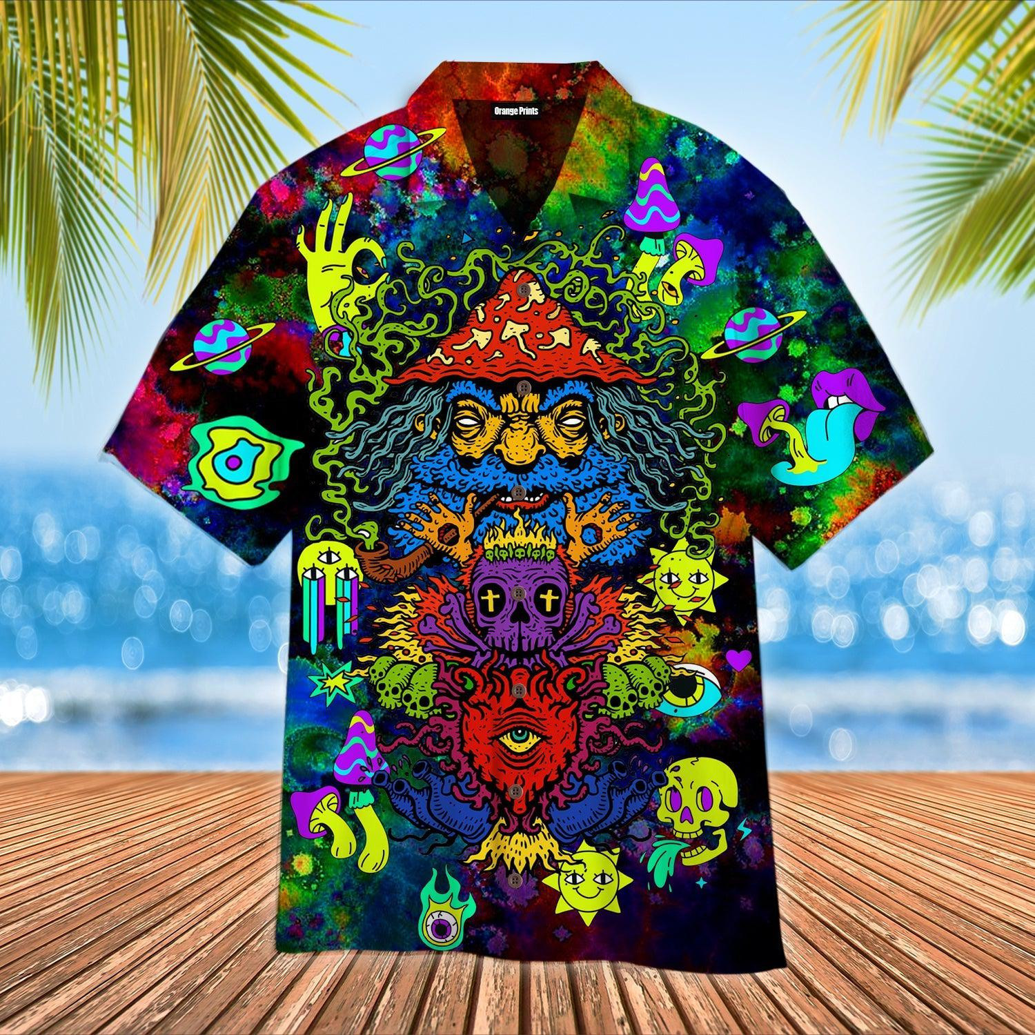 Hippie Psychedelic Colorful Hawaiian Shirt