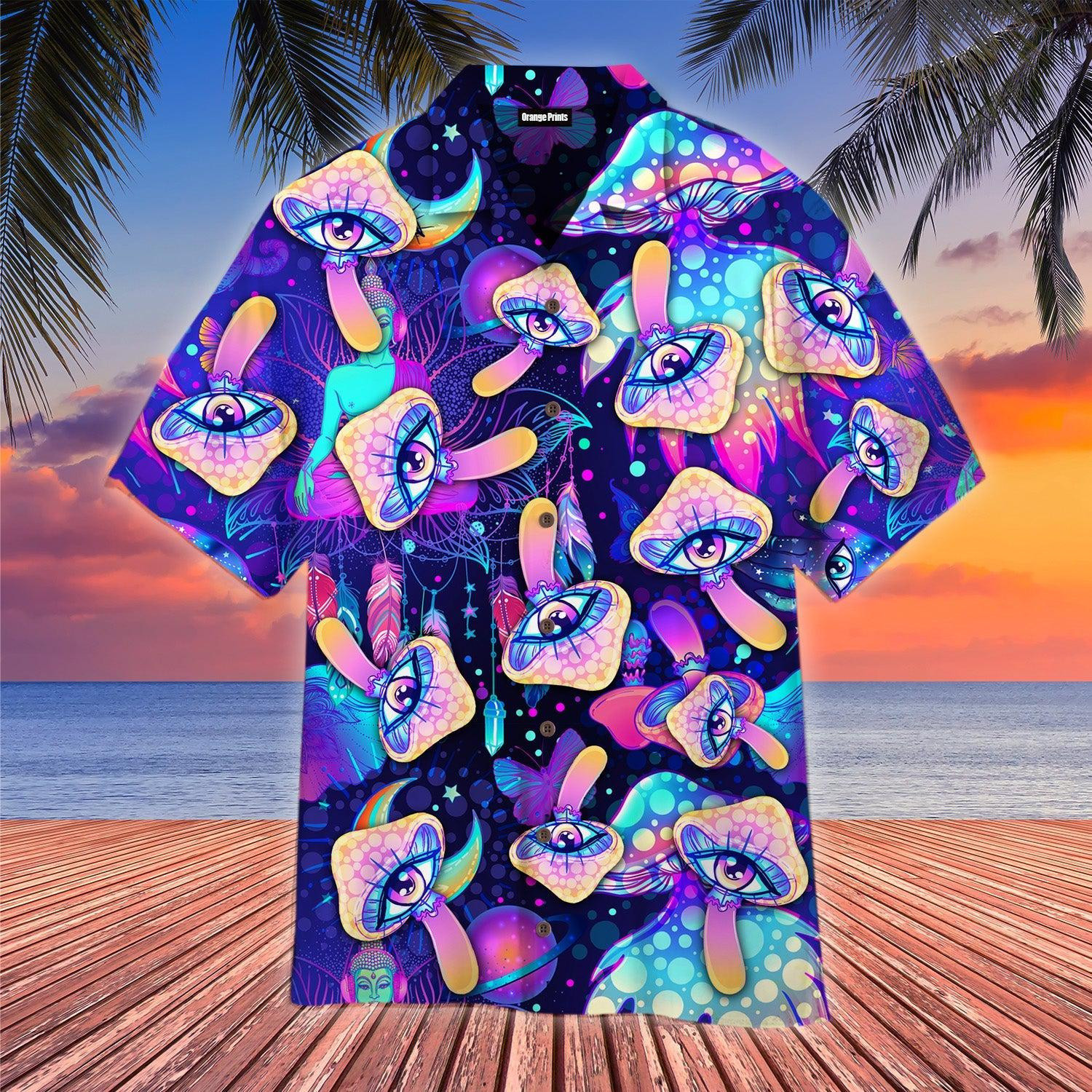 Hippie Psychedelic Trippy Colorful Hawaiian Shirt
