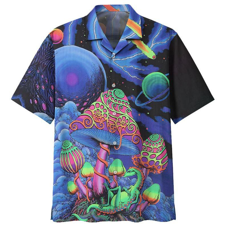 Hippie Shroom Beach Colorful Hawaiian Shirt